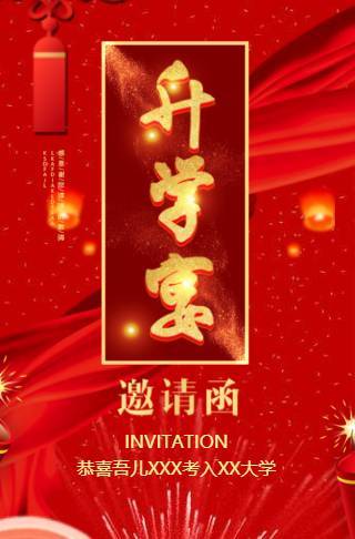 升学宴谢师宴电子请柬大学升学毕业聚会电子请邀请函