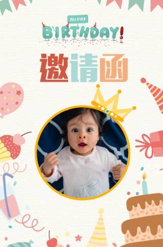 宝贝满月百日宴生日电子请柬邀请函