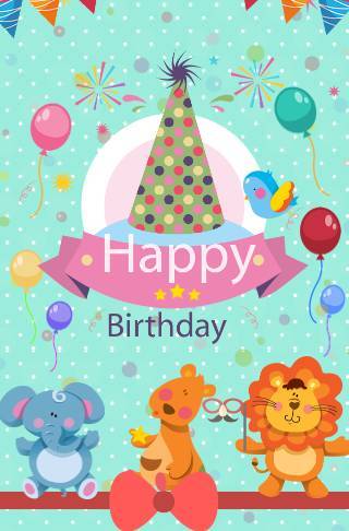 蓝色可爱小孩生日电子请柬邀请函